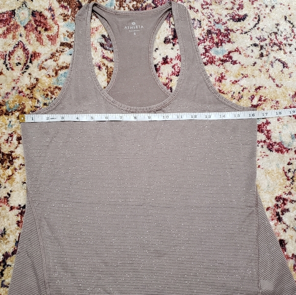 Athleta Chi Taupe Metallic Stripe Tank Sz Small - Picture 7 of 11